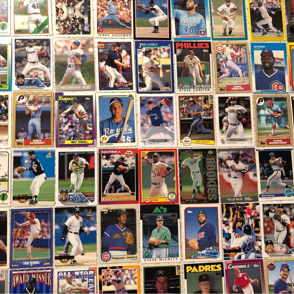 70 baseball cards Rod Carew Blake Snell Canseco Schmidt Winfield Fisk Garvey